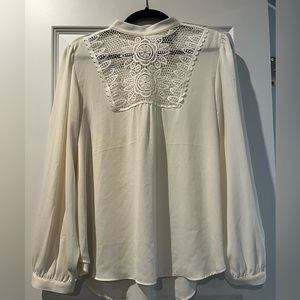 Express White Lace Shirt, Size L